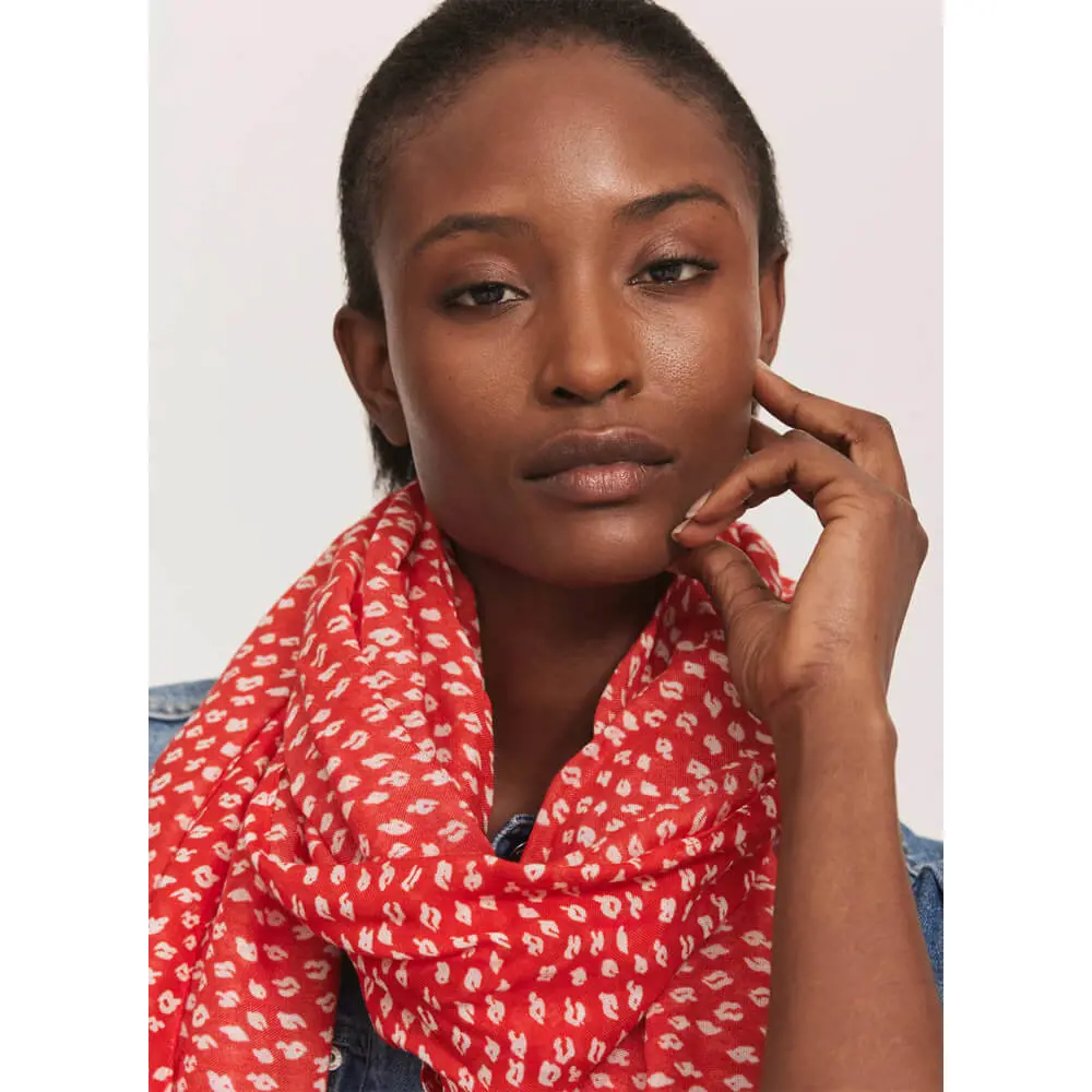 Mint Velvet Red Poppy Print Scarf